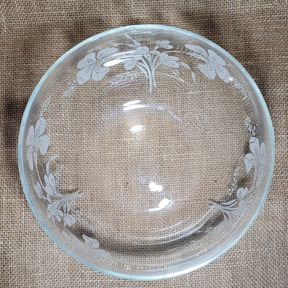 Vintage Pasabahce Round Floral Etched Crystal Serving Or Fruit Bowl Made‎ Turkey - Picture 3 of 6